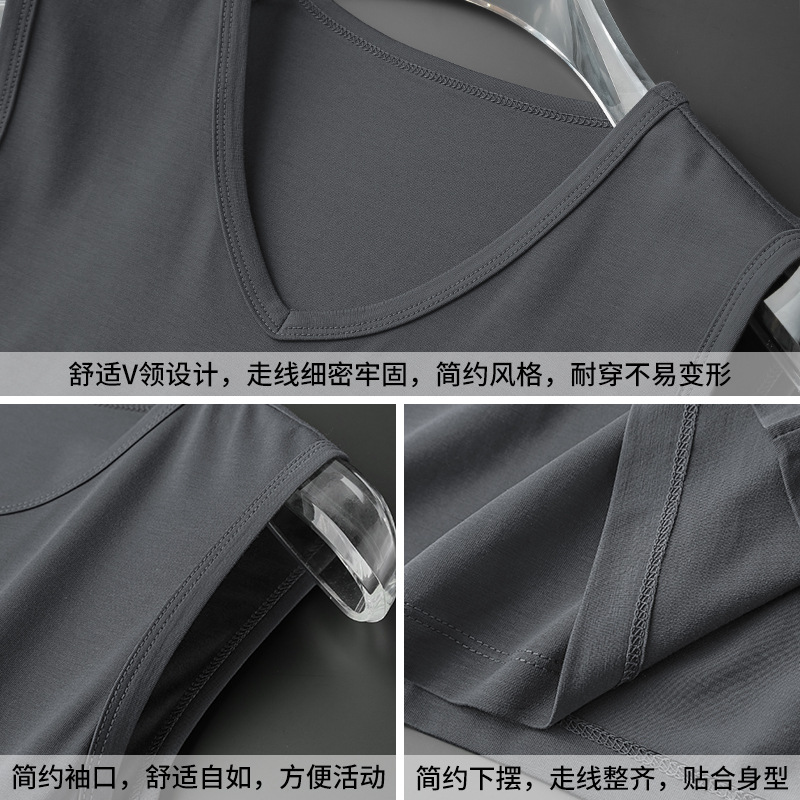 Camiseta sin Mangas Deportiva para Hombre de Modal Cuello en V, Sin Mangas para Deporte y Gimnasio