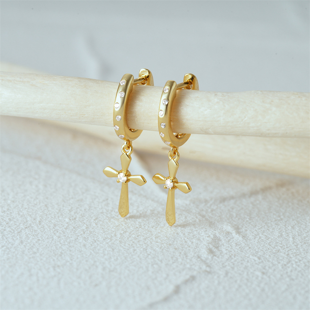 5g Weight 925 Sterling Silver Ear Needle Material Drop Earrings Classification 1 Pair Quantity Daily Occasion 925 Sterling Silver Material Cross Pattern Women's Gender Plating Design Simple Style Style 1 Pair 925 Sterling Silver Cross Drop Earrings 4