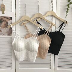 Lace Sexy Backless Strap Bustier Bralette for Women, Wireless with Pads, Non-Slip, Underwire-Free Camisole Bralette for Women