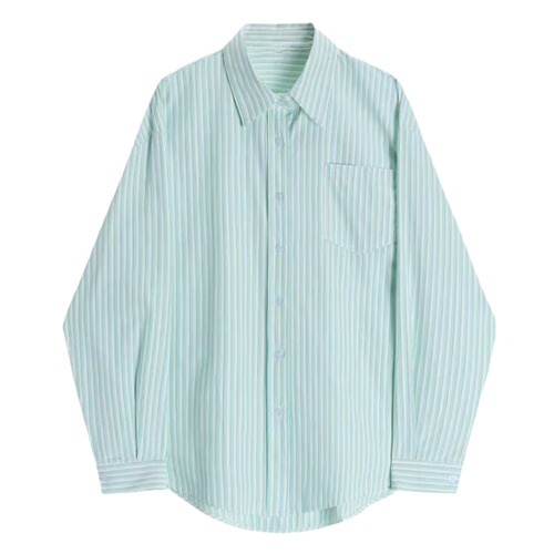 Green Striped Blouse Jacket for Women - Spring and Summer New Arrival - Petite Size - Sun Protection Top - Design-Oriented, Unique Blouse - Lightweight
