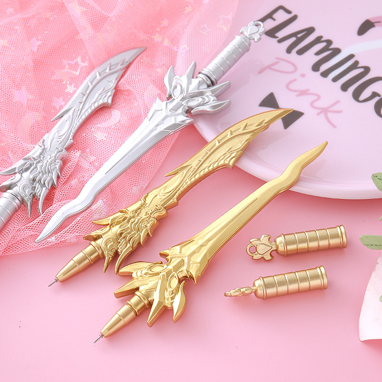 Pluma de góner con forma de arma creativa, papelería linda, espada, pluma de agua, herramienta de escritura para estudiantes, premio, regalo, pluma de góner