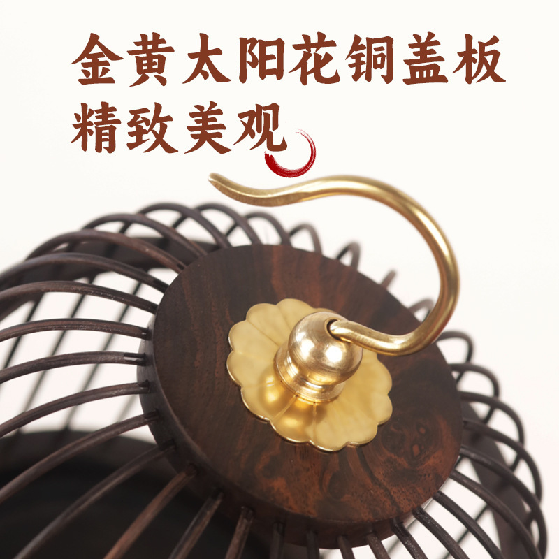 紫光檀木双层蝈蝈笼子圆形馒头顶蛐蛐笼蚂蚱手编笼饲养箱昆虫爬虫|undefined