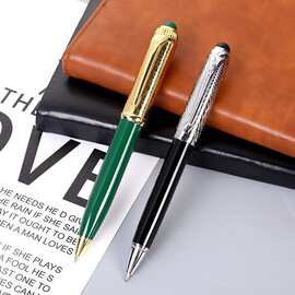 跨境热卖重手感金属圆珠笔刻花镶钻中油笔激光logo商务礼品原子笔