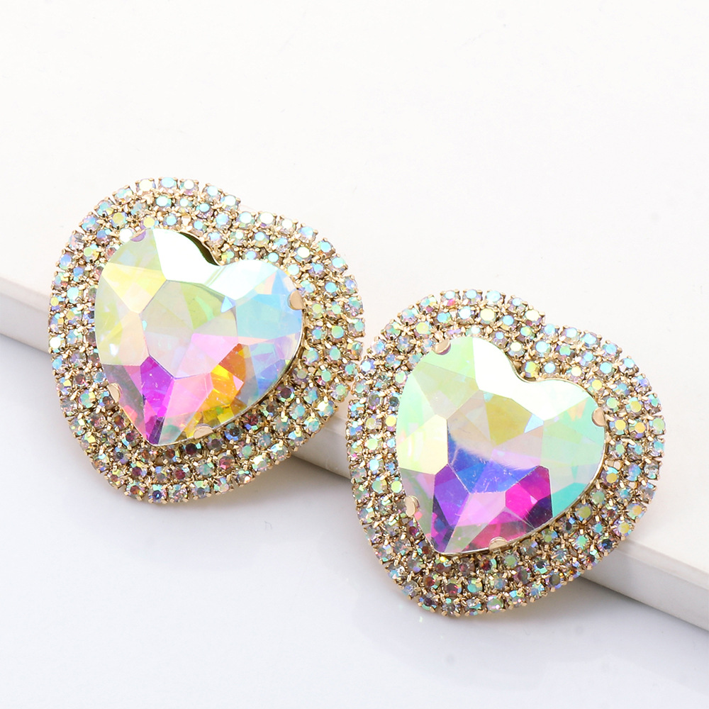 fashion heart-shaped alloy diamond earrings