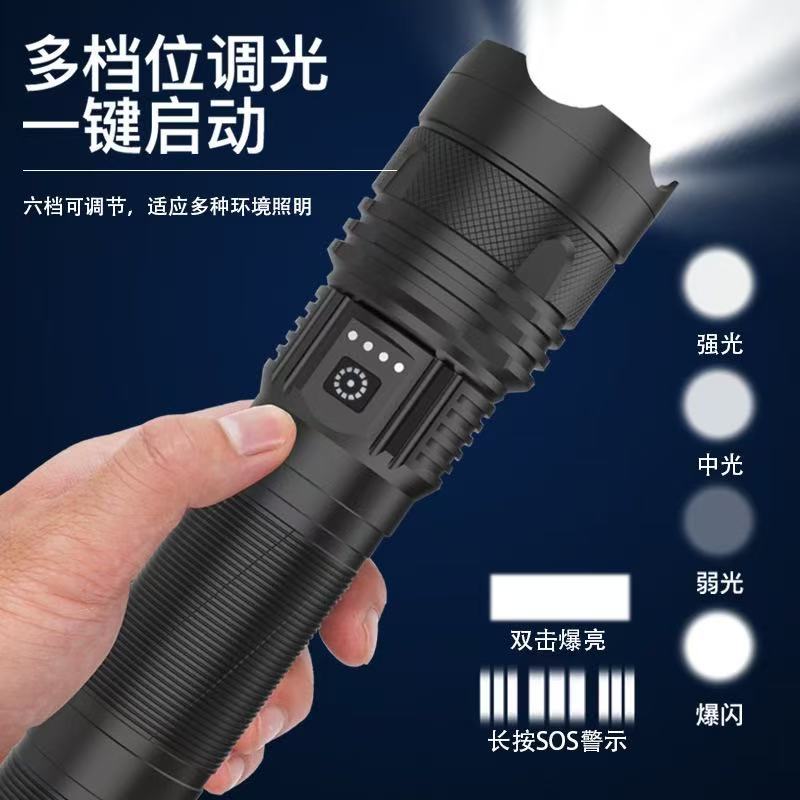 Transfronterizo de aleación de aluminio recargable luz intensa al aire libre de largo alcance láser multifuncional zoom linterna ultra brillante