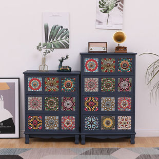 jF7 American Solid Wood Chest of Drawers Storage Cabinet for Living Room Storage Cabinet for Balcony Multi-layer Storage Cabinet for Bedroom Color Painting