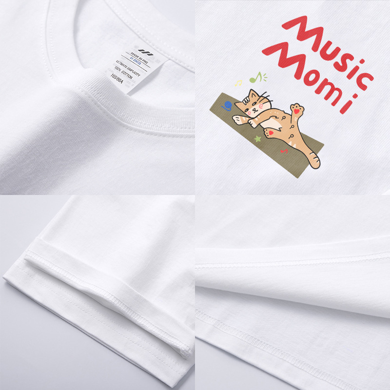純綿の個性的なデザインプリント半袖Tシャツ、男女兼用、ゆったりとした白の和風トップス、夏のトレンド、卸売|undefined