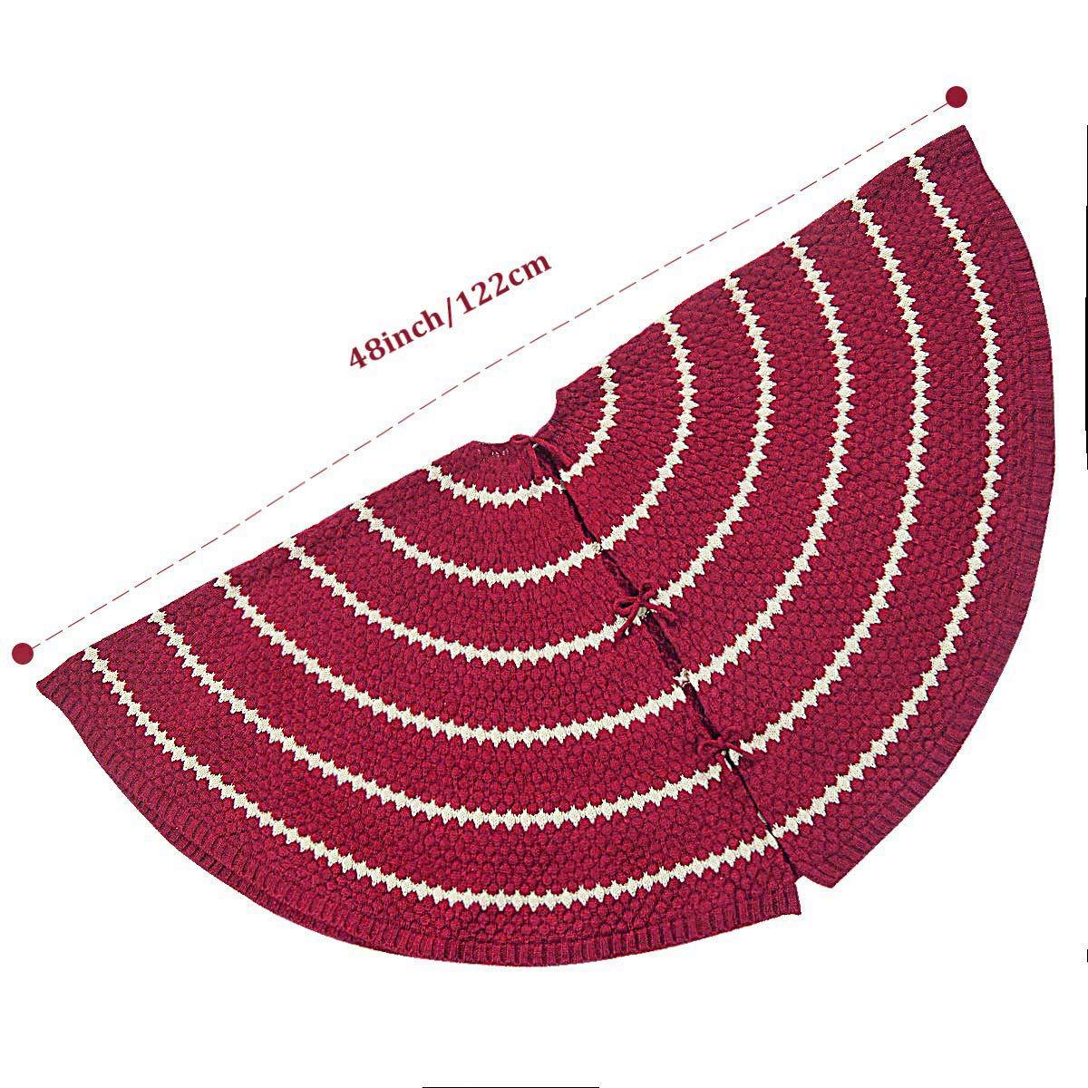 Transfronterizo nuevo árbol de navidad suministros de decoración árbol de navidad delantal inferior círculo blanco fondo rojo de punto falda de árbol de navidad