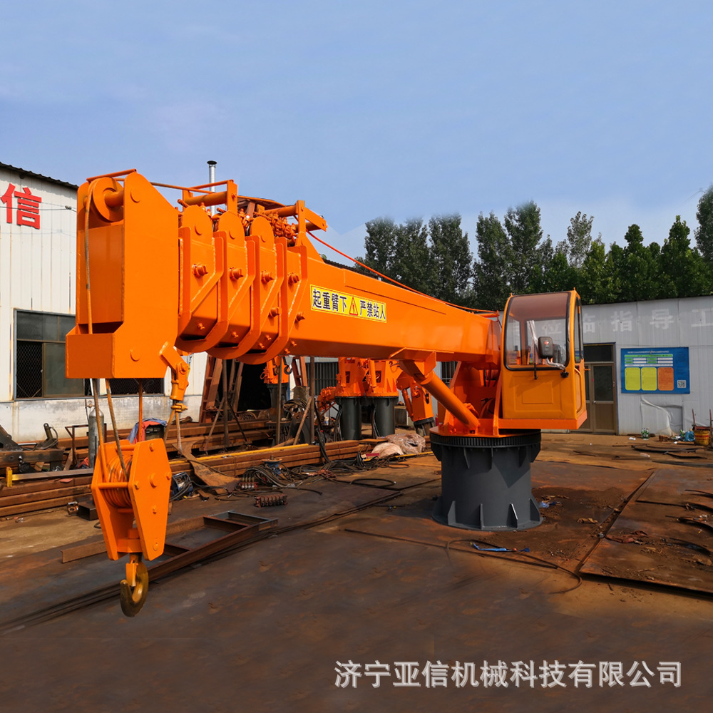 船用起重机 360度旋转油电两用船用吊机  8吨码头固定式船吊