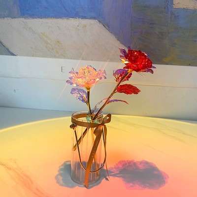 graduation Mother's Day gift 24k Colorful rose activity gift wholesale Gold foil Eternal life Artificial Flower