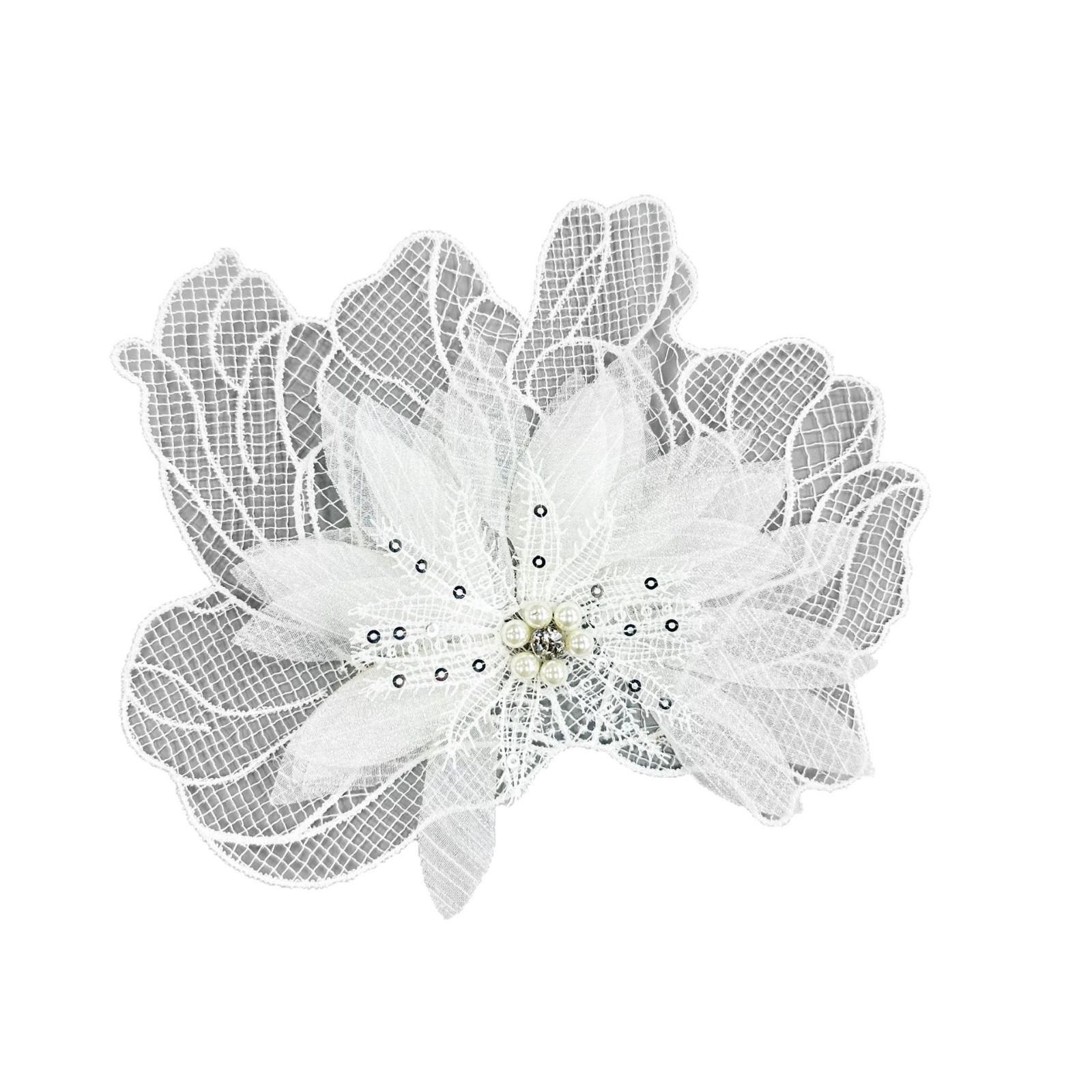 2026 nuevo bordado tridimensional blanco flores de encaje solubles en agua encaje hecho a mano perlas falda swing suéter adornamiento para el pelo DIY