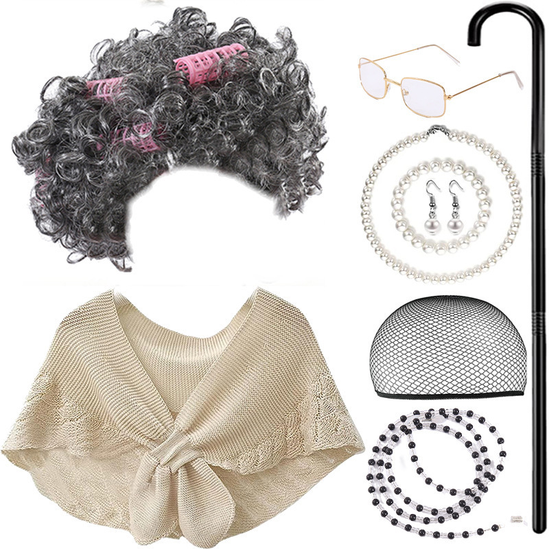 Amazon's Best-Selling Wigs for the Elderly, Short Wig Sets for Middle-Aged and Elderly People, Cosplay Curly Hair Sets, Props for Dance Parties Amazon's Best-Selling Wigs for the Elderly, Short Wig Sets for Middle-Aged and Elderly People, Cosplay Curly Hair Sets, Props for Dance Parties