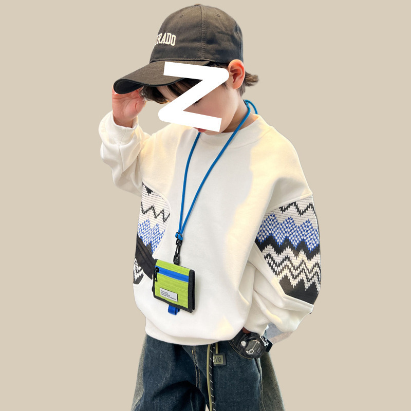 2025新款中大童上衣儿童新品韩版休闲打底衫织里童装男童秋款卫衣|undefined