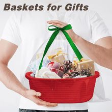 北欧手收纳篮椭圆形置物篮礼品篮子INS收纳筐棉绳编织零食玩具提