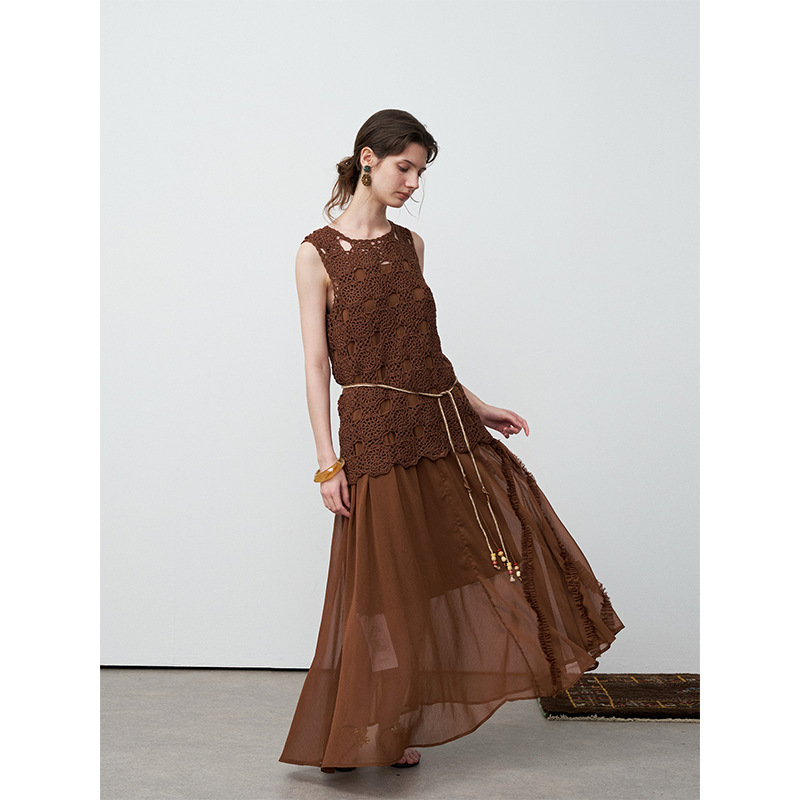 [Special Offer, No Refunds or Exchanges] Original Price 249, Seaside Floral Cut-Out Two-Piece Vest Dress for Women, Summer 258315