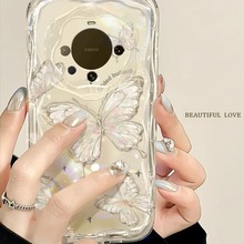 翩翩蝴蝶适用华为mate60Pro手机壳唯美mate60仙女苹果15promax高