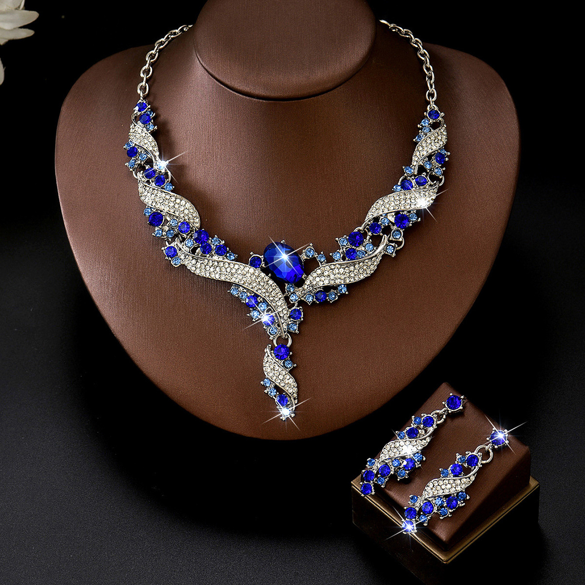 Fuente transfronteriza estilo nacional flores exageradas collares aretes conjunto de joyas joyas accesorios de novia vestido image 5