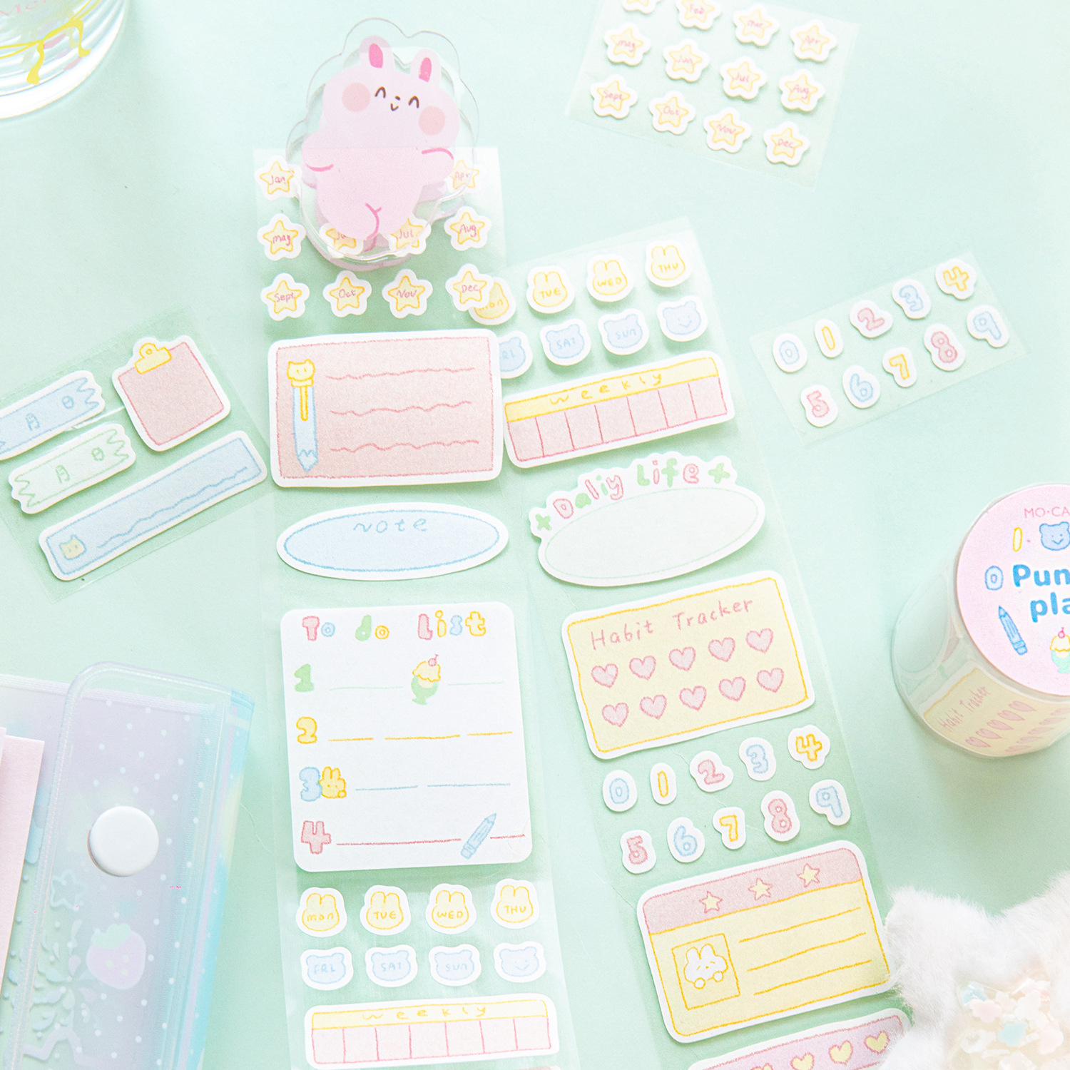 Mo tinta kraft blanco cinta adhesiva de eliminación de residuos de corte de matriz serie de diarios de crema adorable cinta de material de decoración de cuentas de mano