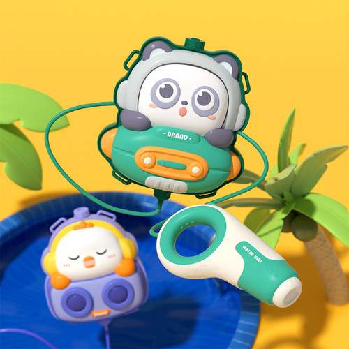 Large-capacity cute animal USB charging electric backpack water gun pull-out summer swimming pool play children's toy