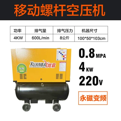 Screw Type Air Compressor Hava kompressorları - permanent-magnetic-frequency-conversion-4kw-8kg-220v