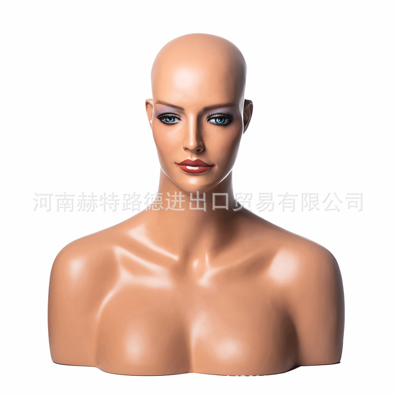new pattern Shoulders Headform Europe and America skin colour Wig Earrings Photography photograph Show props FRP Dummy model
