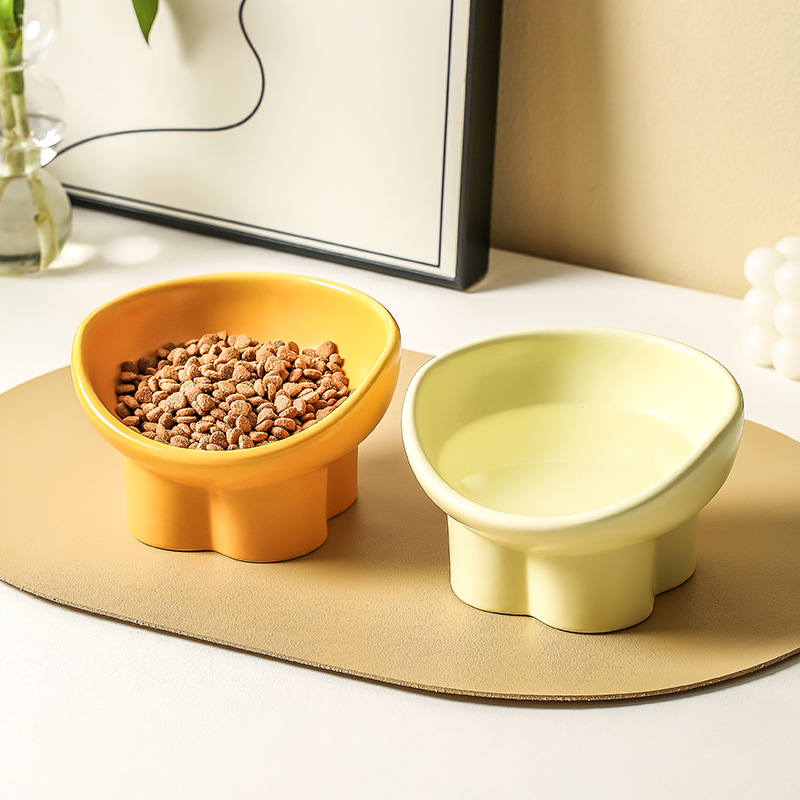 Tazón de cerámica para gatos Tazón de comida para perros Tazón de arroz para gatos Tazón de agua de gran calibre Tazón de boca inclinada Tazón de boca inclinado
