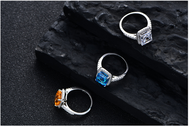 Fashion Geometric Sterling Silver Plating Zircon Rings 1 Piece