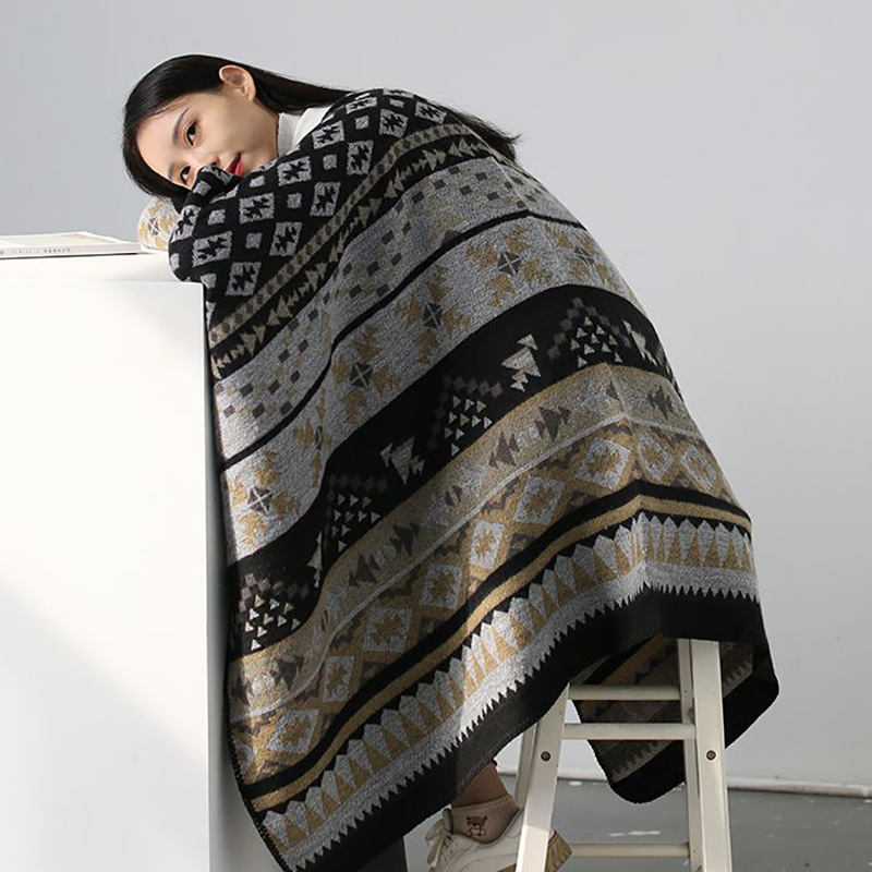 Windy Style Home Jacket Cover Cloak Room Blanket Shawl Air Conditioning Warm Blanket Office Office Knitted Vintage