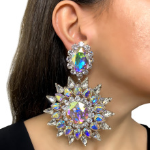 欧美流行花形耳环高端夸张水钻耳坠个性配饰女earrings