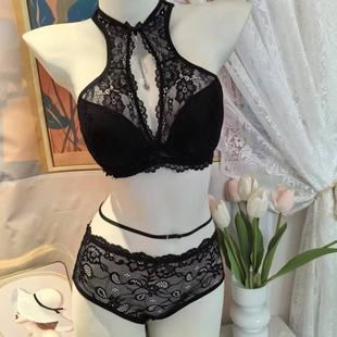 French Halterneck Underwear for Women with Small Breasts, Sexy Lace Bra, Breast-Retracting Anti-Sagging Bra