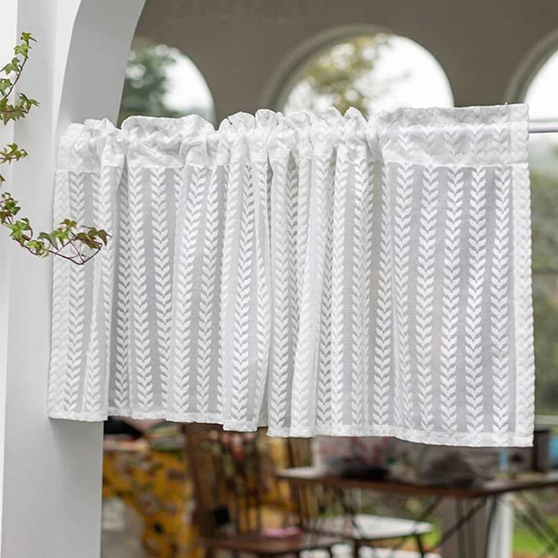 1Pc Warp Knitted Bean Sprout Yarn Short Curtain for Door, Bookshelf, Half Curtain, Small Half-Panel, Pastoral Style, Lace, No Drilling Required 1Pc Warp Knitted Bean Sprout Yarn Short Curtain for Door, Bookshelf, Half Curtain, Small Half-Panel, Pastoral Style, Lace, No Drilling Required