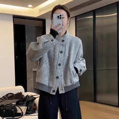 高级感灰色短款毛呢外套女2025秋季新款休闲时尚宽松显瘦夹克上衣