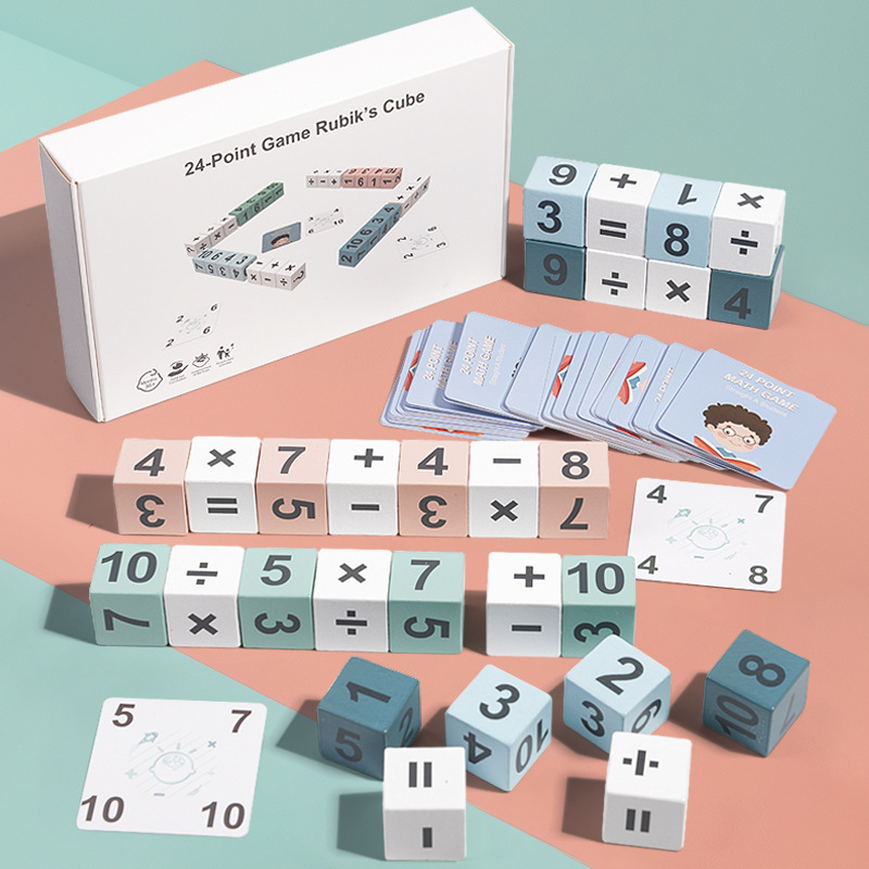 Diversión de madera Adición y resta de 24 puntos Cálculo de cubo digital educación temprana iluminación educativa juego de mesa interactivo entre padres e hijos juguete image 3