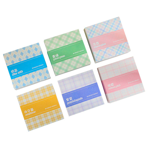 Student colorful plaid non-adhesive note book high-value plaid decorative handbook material office message memo