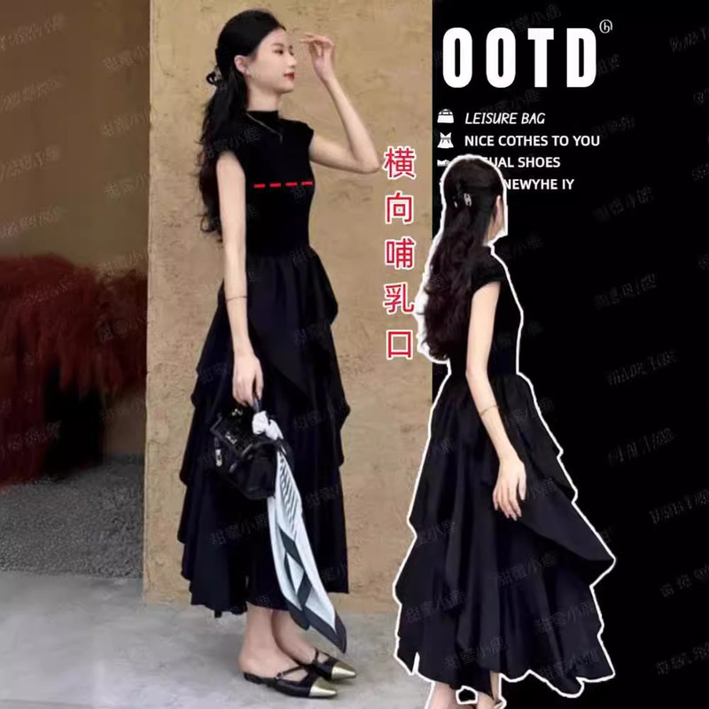 2024 Summer Nursing Clothes for Going Out Hot Mom Style Postpartum Wear French Nursing Clothes Irregular Nursing Dress