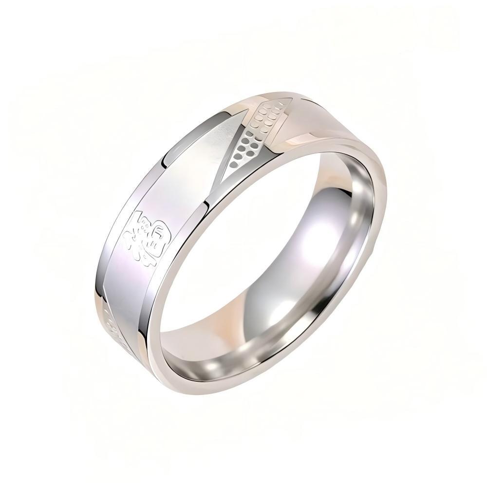 Anillo de Acero de Titanio con Diseño de Nicho de Estilo Chino de Alta Gama, con el Carácter Fu, Anillos de Moda Versátiles para Parejas, Joyería al por Mayor. image 6