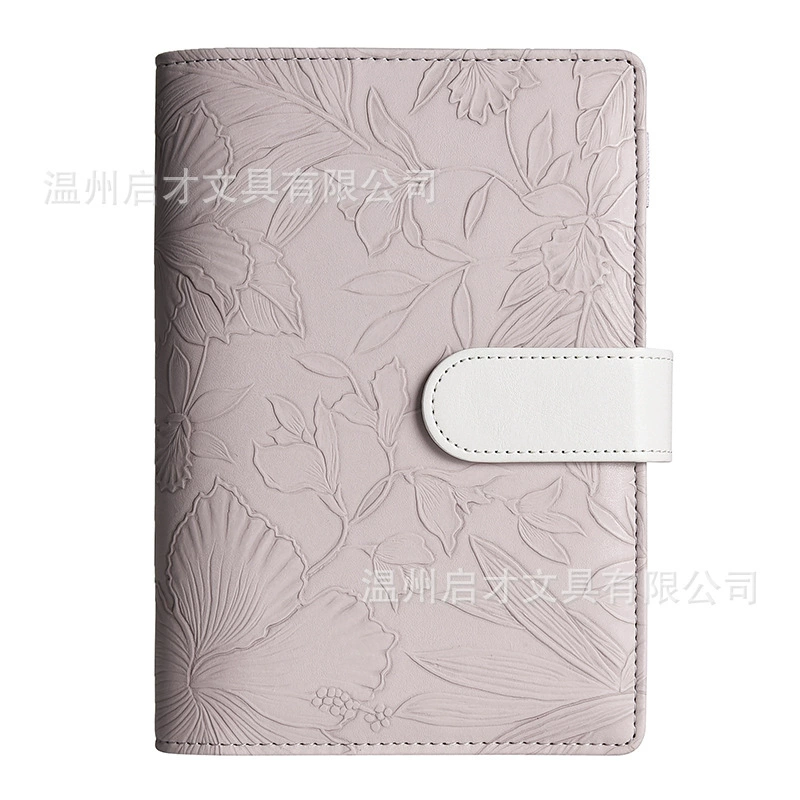профили embossed macaron binder A6 notebook customized leather shell binder cash budget planning book