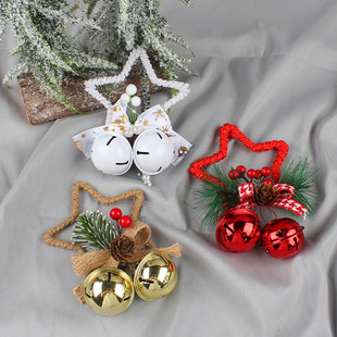 Hong Kong Love Christmas Star Bell Accessories Pendant DIY Christmas Tree Hanging Bow Bell Window Props