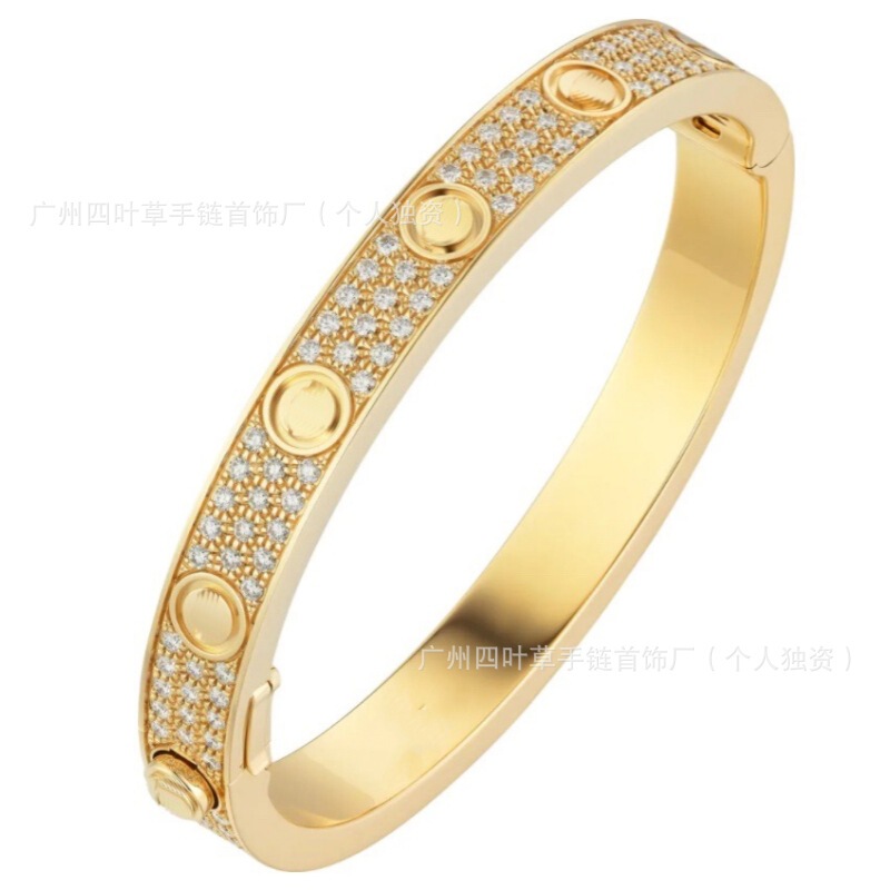 ハイバージョン Kajia LOVE ナローバージョン カスミソウ ブレスレット レディース V ゴールド厚メッキ 18K ローズゴールド フルダイヤモンド カップル ブレスレット 男女兼用|undefined