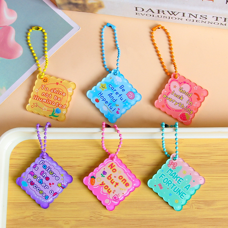 Acrylic English plate key chain tag ornaments beautiful meaning rich bag pendant gift pendant Acrylic English plate key chain tag ornaments beautiful meaning rich bag pendant gift pendant
