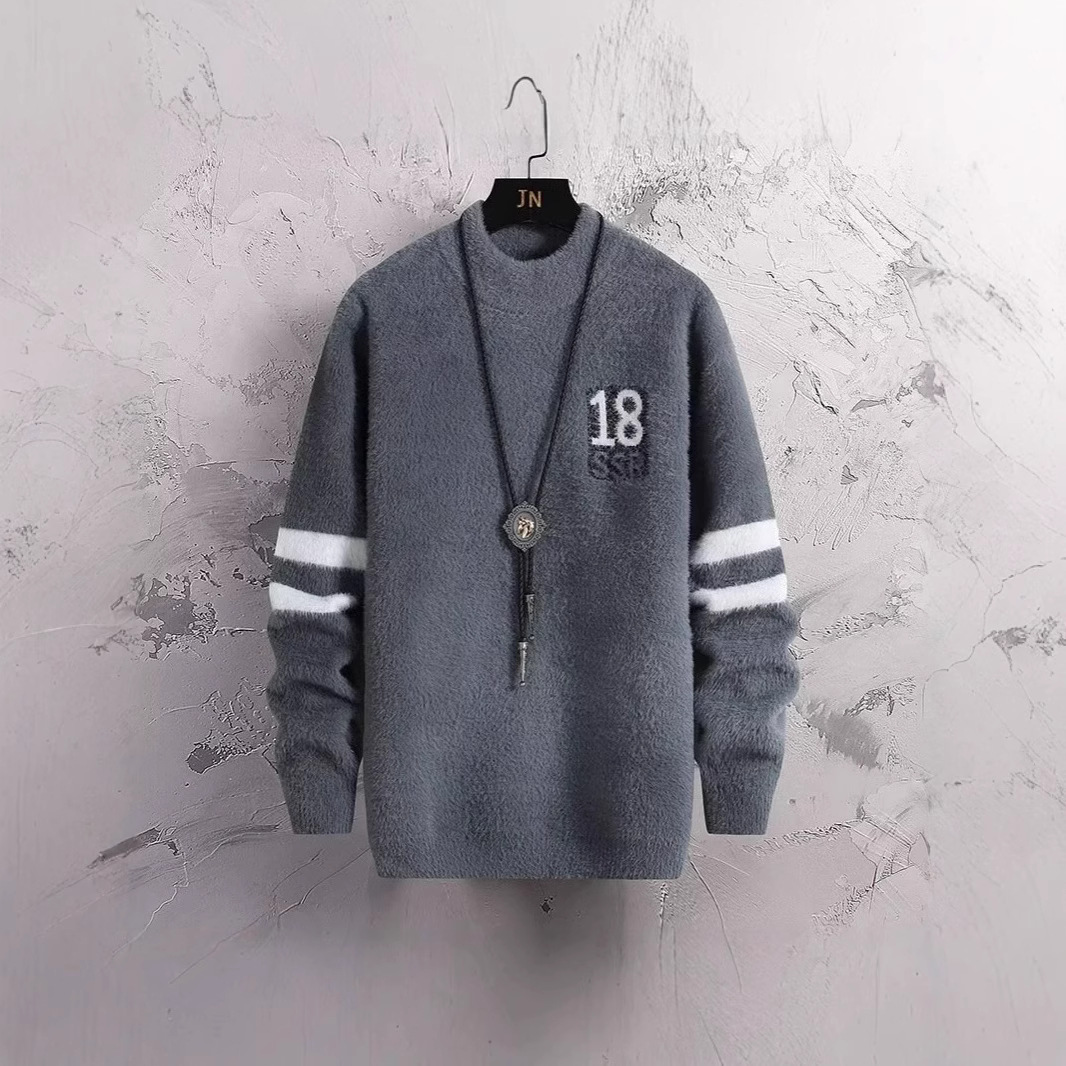 Demi-season solid color base Japanese trend knitted sweater for…