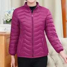 中年妈妈棉袄女冬季短款羽绒棉棉服立领修身防寒保暖棉衣外套黑色