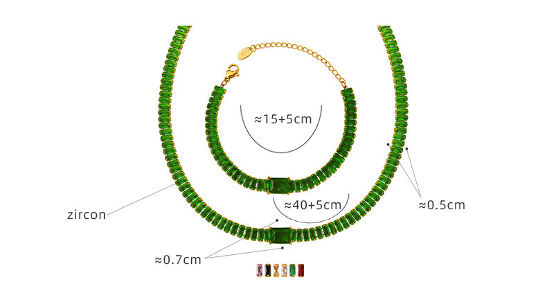 Fashion Solid Color Titanium Steel Plating Inlay Zircon Bracelets Necklace 1 Piece