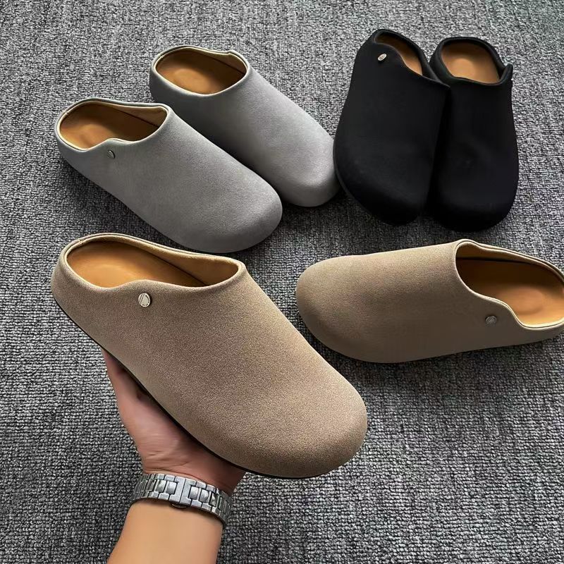 Old Money Style Mule Slippers for Men, Autumn Outdoor Office Casual Slip-On Men's Closed-Toe Birkenstock Soft-Soled Half Slippers