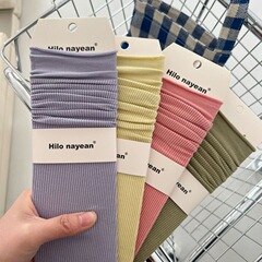 Stacked socks for girls, spring and summer thin solid color vertical stripes hollow stripes small rolled edge straight bar colorful versatile ins fashion mid-calf