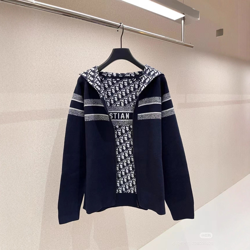 High-End New Reversible Monogrammed Hooded Cardigan Jacket, Casual and Versatile