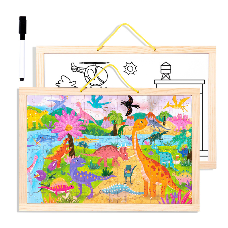 200 piezas de puzzle de madera para niños muchos juegos temáticos juegos de doble cara juguetes de inteligencia de educación temprana