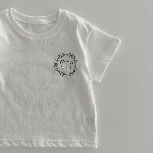 24 summer Korean version bear printed T-shirt ins style children's short-sleeved single T children's short-sleeved tops sports short-sleeved