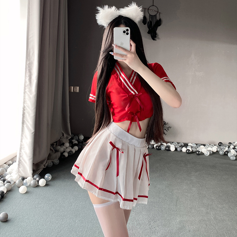 Lin linting sexy lingerie transparent underwear pure desire college style uniform suit small chest free from passion temptation 2635