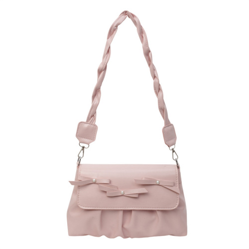 Korean style simple design bow casual personality bag for women 2024 spring and summer new style beautiful crossbody small square bag